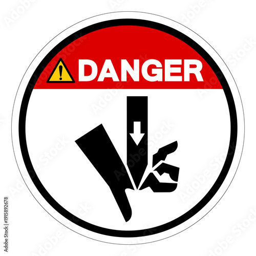 Danger Cutting of Fingers Straight Blade Symbol Sign,Vector Illustration, Isolated On White Background Label.EPS10