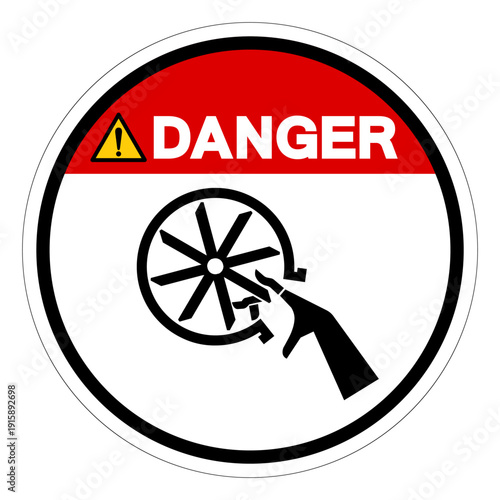 Danger Impeller Blade Cutting of Fingers or Hand Symbol Sign,Vector Illustration, Isolated On White Background Label.EPS10