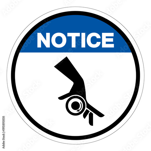 Notice Rotating Shaft Hazard Symbol Sign,Vector Illustration, Isolated On White Background Label.EPS10