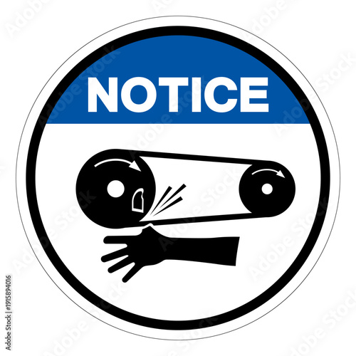 Notice Rotating Flywheel Hazard Symbol Sign ,Vector Illustration, Isolate On White Background Label.EPS10