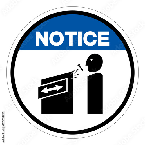 Notice Slide and Die On Roll Threader Hazard Symbol Sign ,Vector Illustration, Isolate On White Background Label.EPS10