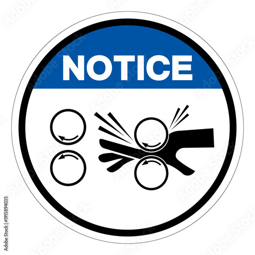 Notice Rotating Roller on Former Hazard Symbol Sign ,Vector Illustration, Isolate On White Background Label.EPS10