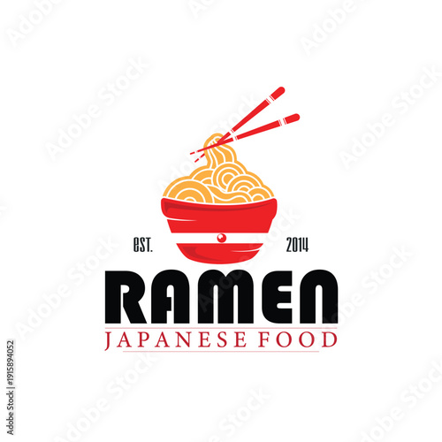 authentic ramen noodle logo design modern delicious japanese food, templet symbol illustration