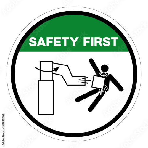 Safety First Moving Robot Symbol Sign ,Vector Illustration, Isolate On White Background Label.EPS10
