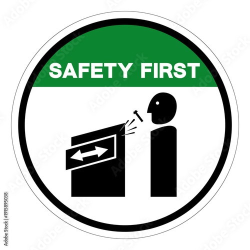 Safety First Slide and Die On Roll Threader Hazard Symbol Sign ,Vector Illustration, Isolate On White Background Label.EPS10