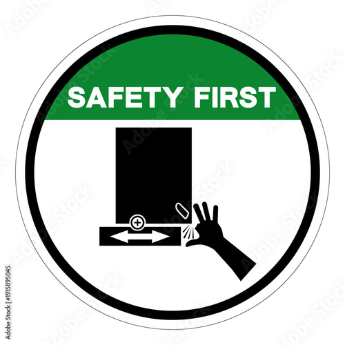 Safety First Slide and Die On Roll Threader Hazard Symbol Sign ,Vector Illustration, Isolate On White Background Label.EPS10