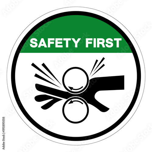 Safety First Rotating Roller Hazard Symbol Sign ,Vector Illustration, Isolate On White Background Label.EPS10
