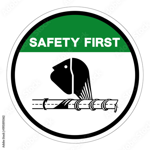 Safety First Hair Entanglement Rotating Shaft Symbol Sign,Vector Illustration, Isolated On White Background Label.EPS10