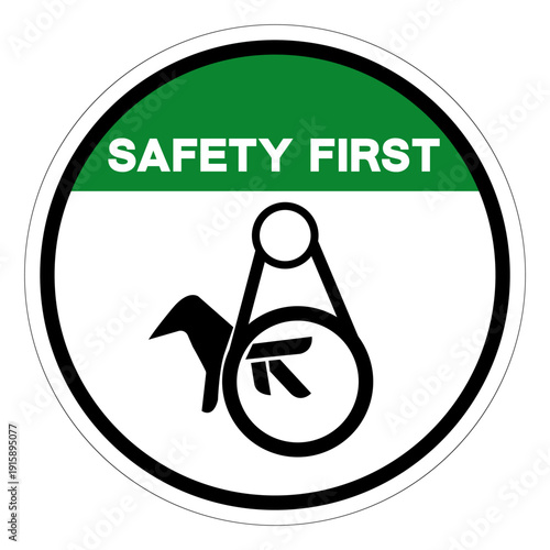 Safety First Pinch Point  Entanglement Symbol Sign,Vector Illustration, Isolated On White Background Label.EPS10