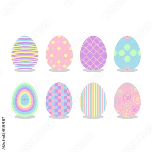 Pastel Easter Eggs Collection with Decorative Patterns