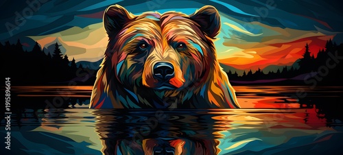 silhouette of bear ,generative AI