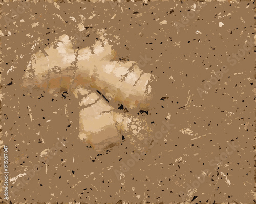 A close up view of a textured sandy surface with a light colored footprint
