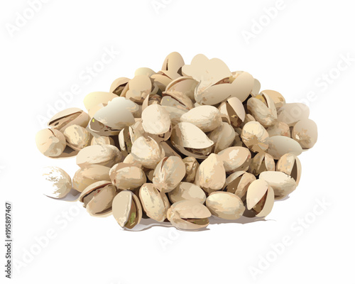 A pile of shelled pistachios isolated on a white background