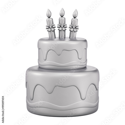Fotografie Silver birthday cake 3D illustration