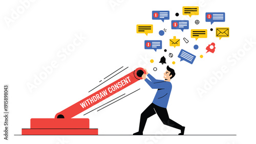 Digital Detox: Man Firing 'Withdraw Consent' Cannon to Stop Notification Overload and Information Stream