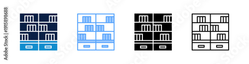Bookshelves Multiple Style Icon Set Collection 