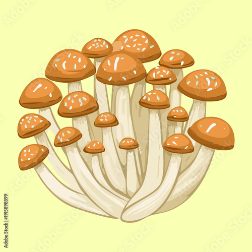 Small fungal colony for community garden workshop flyers and organic farming campaign visual assets - Vector Illustration