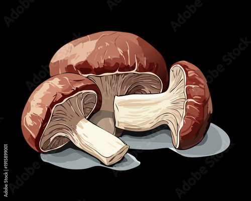 Grouping of mocha fungi for botanical garden workshop flyers and organic produce branding - Vector Illustration