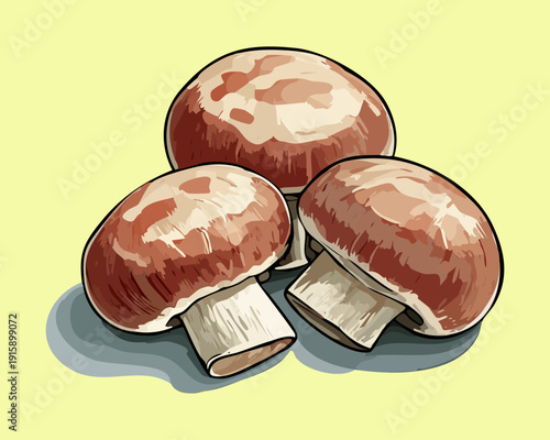 Grouping of mocha fungi for community garden posters and local organic food cooperative - Vector Illustration