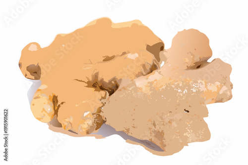 A digital painting of a single piece of golden brown popcorn