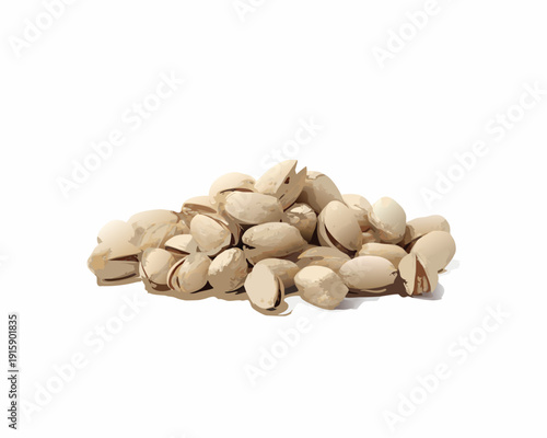 A small pile of shelled pistachios isolated on a white background
