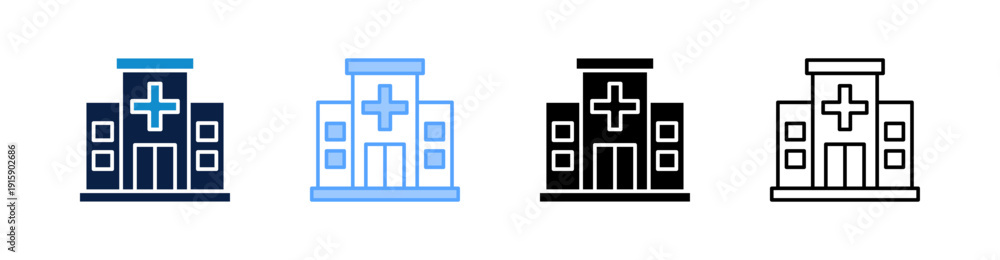Fototapeta premium Hospital Multiple Style Icon Set Collection 