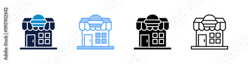 Fast Food Restaurant Multiple Style Icon Set Collection 