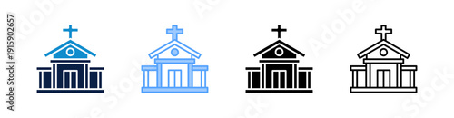 Church Multiple Style Icon Set Collection 