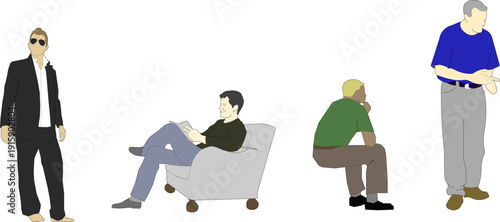 Vector Set of Standing Human Characters in Casual and Formal Wear for Business, Education and Urban Life Concept