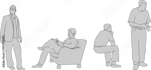 Vector Set of Standing Human Characters in Casual and Formal Wear for Business, Education and Urban Life Concept