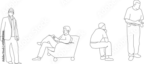 Vector Set of Standing Human Characters in Casual and Formal Wear for Business, Education and Urban Life Concept