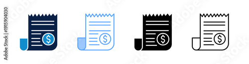 Receipt Multiple Style Icon Set Collection 