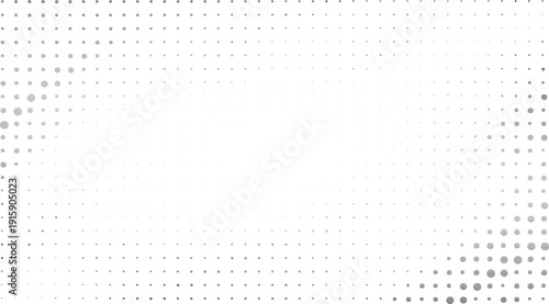 Minimalist gray halftone dot frame border on light background for modern graphic design layouts and corporate presentation backdrops.