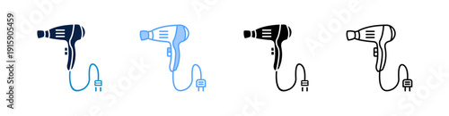 Hair Dryer Multiple Style Icon Set Collection 