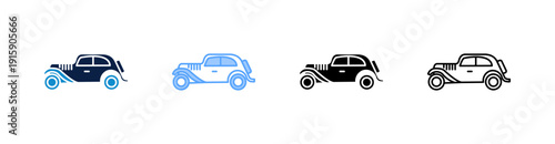 Classic Car Multiple Style Icon Set Collection 