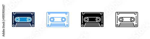 Old Cassette Multiple Style Icon Set Collection 