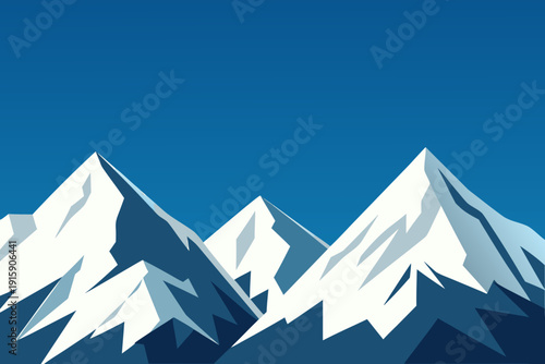 Stylized mountain range with varying shades of blue and white
