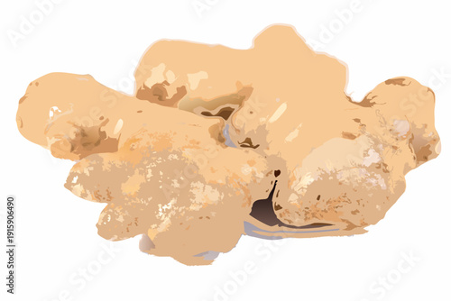 Illustration of a single fluffy piece of golden brown popcorn