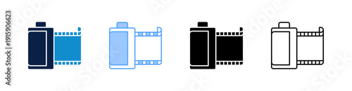 Film Roll Multiple Style Icon Set Collection 