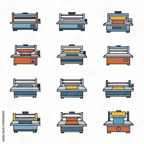 Collection of Industrial Laminating Machines in Various Designs.