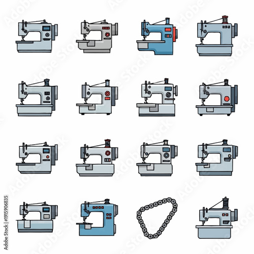 Collection of Various Sewing Machine Illustrations.