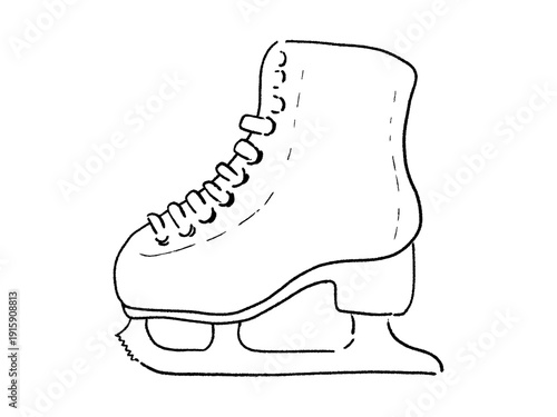 スケート靴　シンプルな手描きの線画