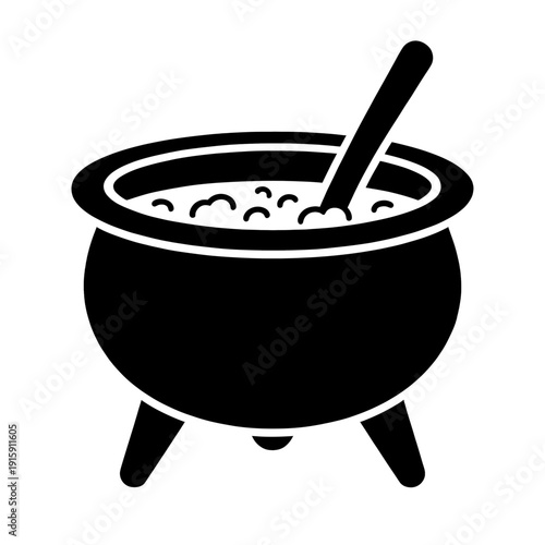 Cauldron Icon With Stirring Stick Vector Graphic