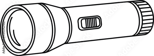 A simple line drawing of a flashlight with a switch on the side.