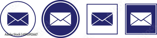 Set of five different vector envelope icons, representing mail, messages, and electronic communication