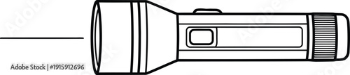 A simple line drawing of a handheld flashlight with a switch on its body.