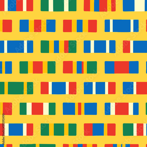 Seamless or repetitive pattern of colorful military service ribbons, flat vector illustration