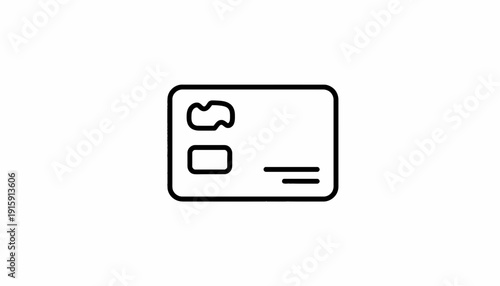 Credit Card Icon, Simple Line Art, Payment Method, Financial Transaction Symbol