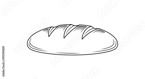 Artistic Line Drawing of a Loaf of Bread