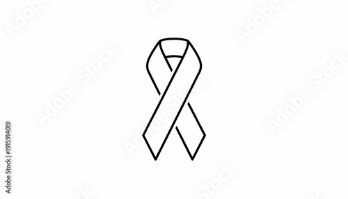 Awareness Ribbon Icon, Cancer Support Symbol, Medical Health Care Concept, Simple Line Art
